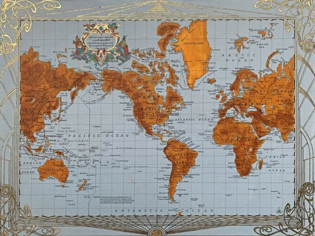 1902 Americacentric Map of the World by Marco Araldi
