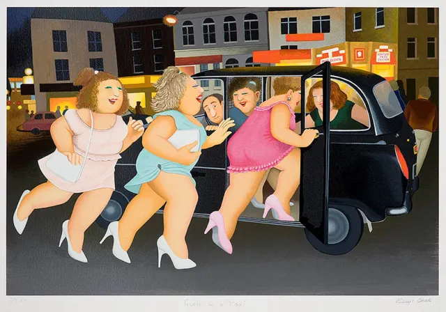 Girls in a Taxi by Beryl Cook