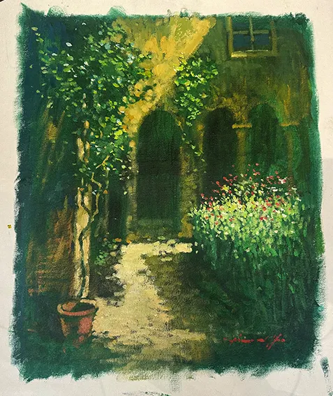 Tranquil Light Cloisters, St Remy, France by David Hinchliffe